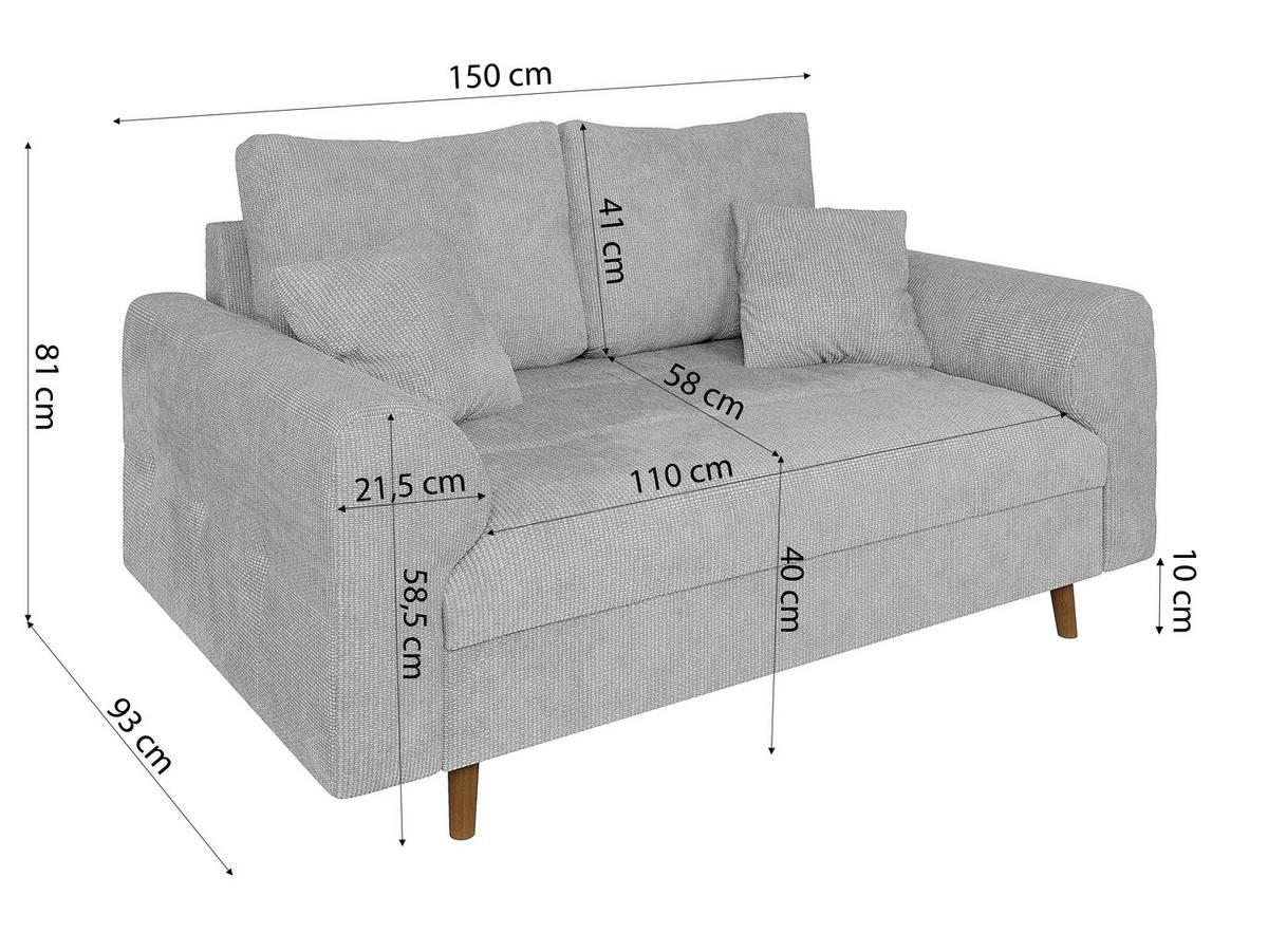 2-SITZER-SOFA Sigurd Hellgrau Chenille - Hellgrau/Braun, Holz/Textil (150/81/93cm) - S-Style Möbel