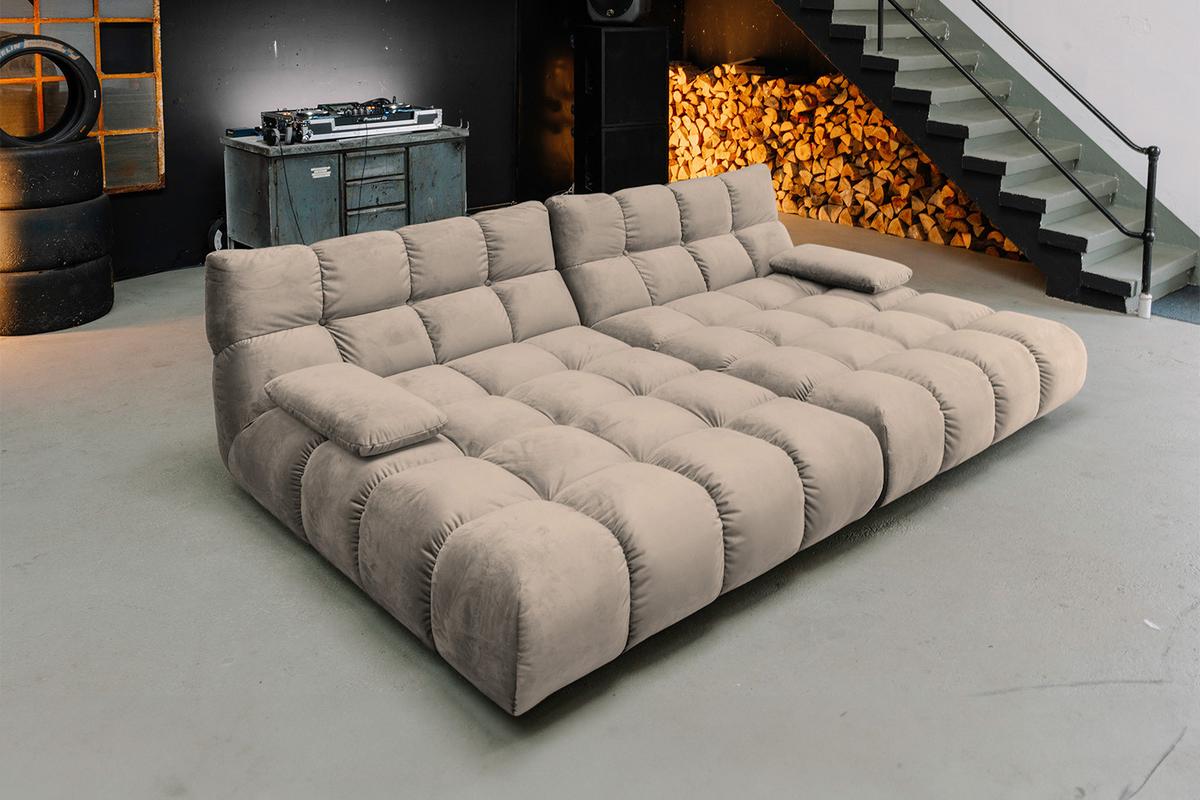BIG SOFA VIVIEN Braun Velvet - Schwarz/Braun, Kunststoff/Textil (296/85/178cm) - KAWOLA