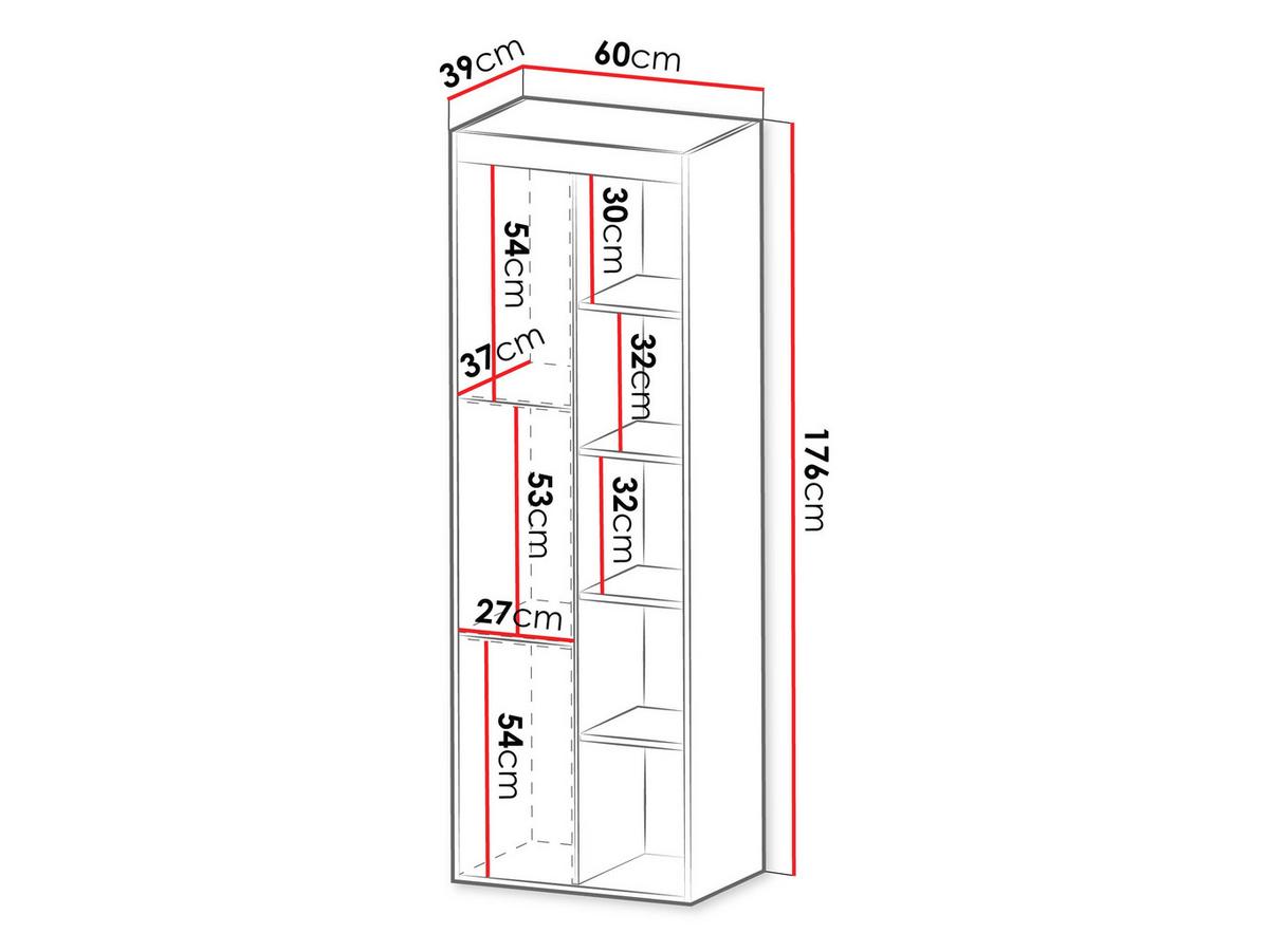 VITRINE Fiore 60 3D - Eichefarben/Schwarz, Holzwerkstoff/Kunststoff (60/176/39cm) - MIRJAN24