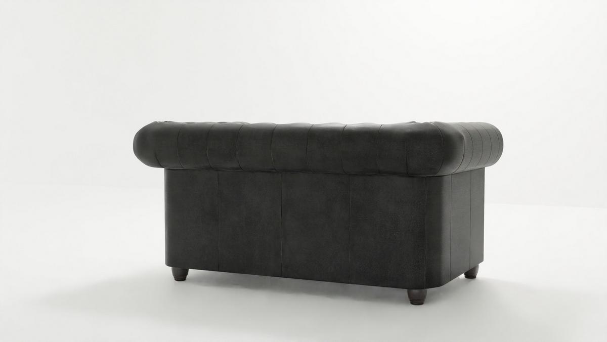 CHESTERFIELD-SOFA 2-sitzer Flux Anthrazit Microfaser Vintageoptik - Anthrazit/Braun, Holz/Textil (148/72/86cm) - S-Style Möbel