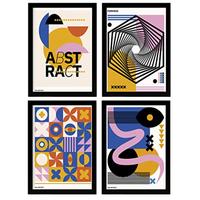 POSTER Set mit 4 Abstrakte Kubismus Formen A3 Schwarzer Rahmen - Schwarz, Papier (29.7/3cm) - Nacnic