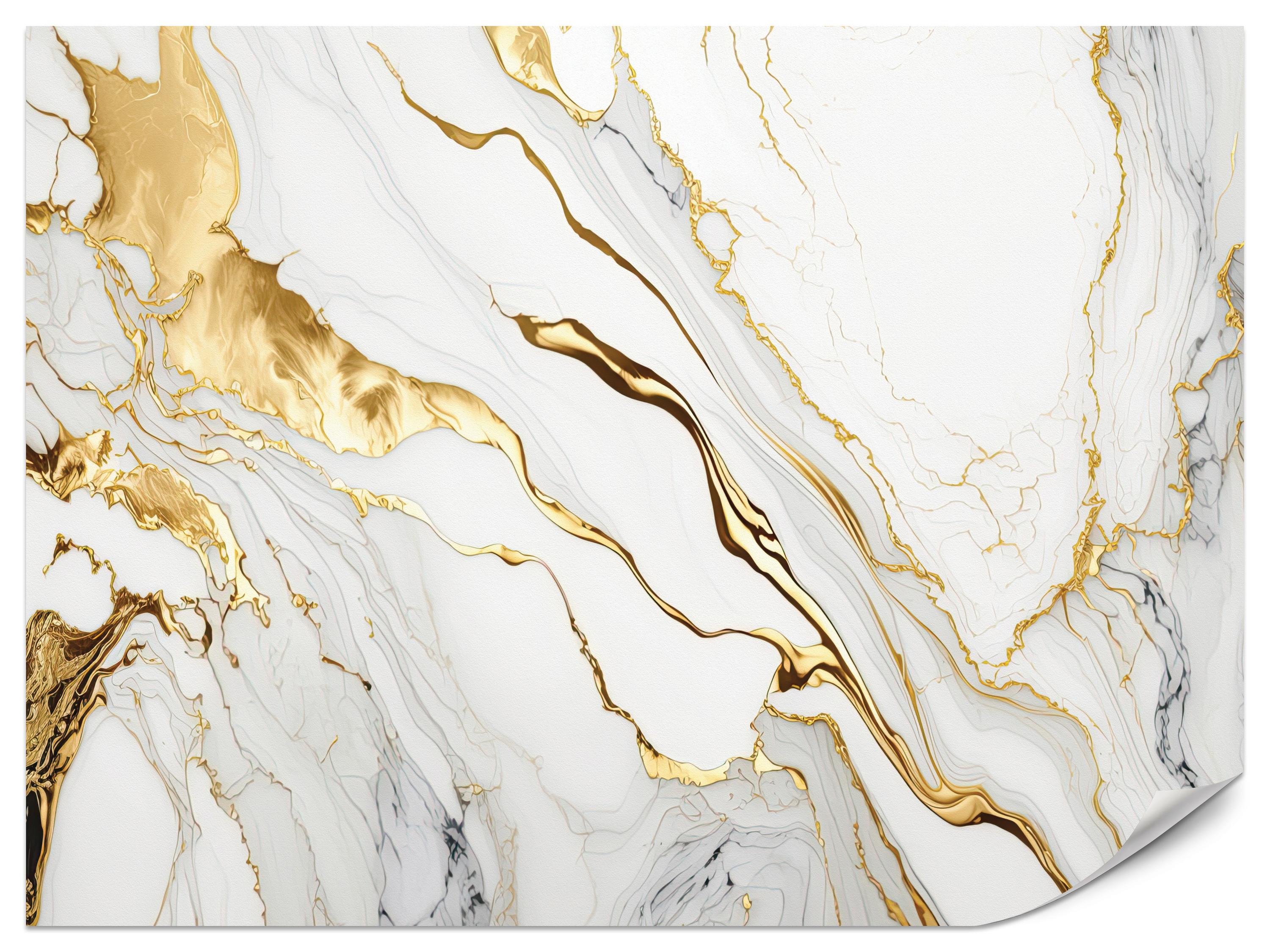 FOTOTAPETE Marmor Abstraktion Glamour Stil 500x350 - Gelb/Beige, Papier (500/350cm) - Muralo