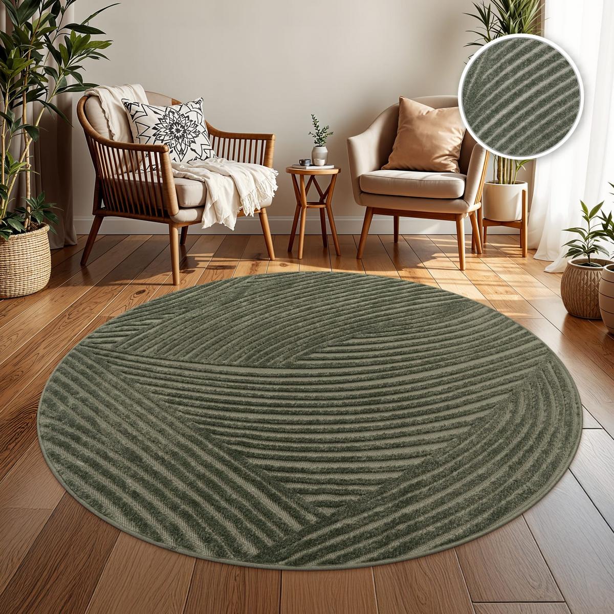OUTDOORTEPPICH Boho Grün 160 x 160 cm - Grün, Kunststoff (160/160cm) - TT Home
