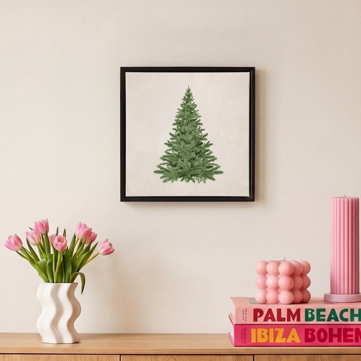 LEINWAND Bilder mit Rahmen - Weihnachtsbaum - Grün - Weihnachten - Feiertage - 20x20 - Olivgrün, Textil (20/20cm) - MuchoWow