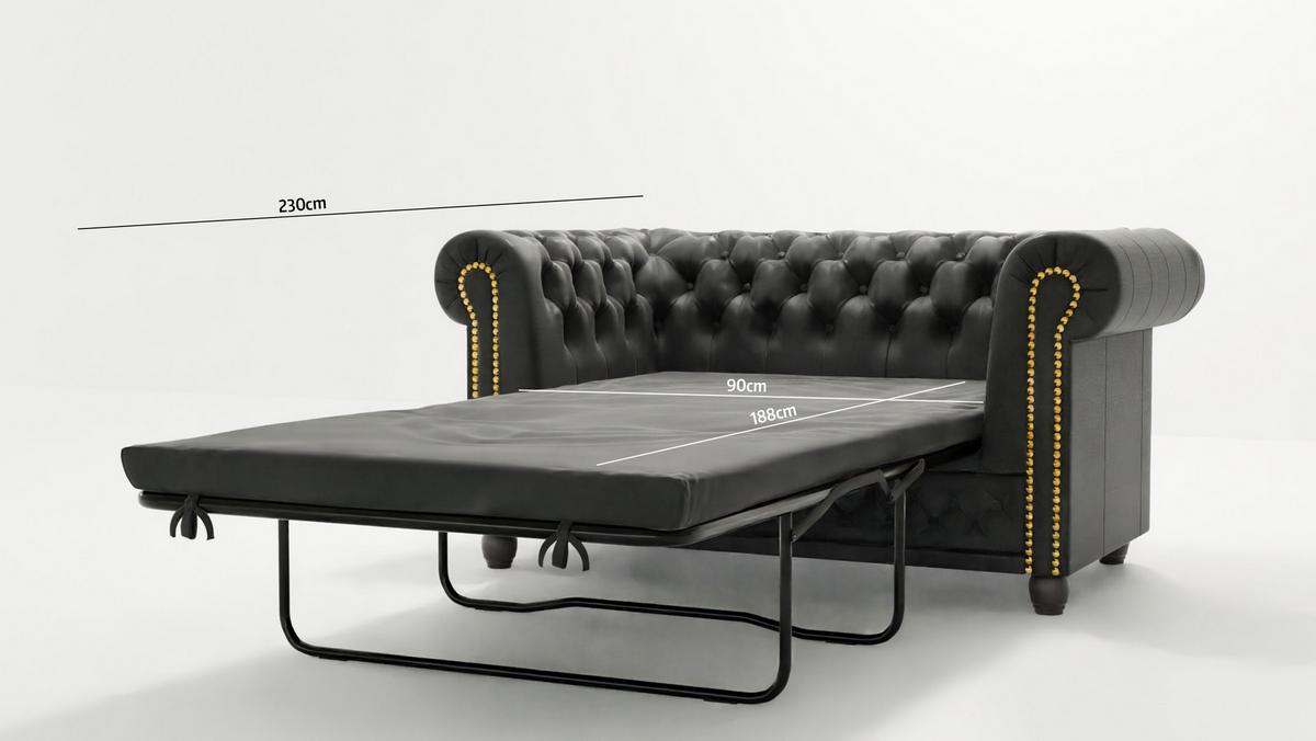 CHESTERFIELD-SOFA 2-sitzer mit Schlaffunktion Flux Anthrazit Microfaser Vintageoptik - Anthrazit/Braun, Holz/Textil (148/72/86cm) - S-Style Möbel