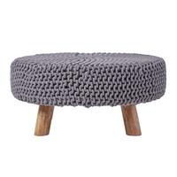 STRICK-HOCKER grau, rund 62/62/30 cm - Grau, Textil (62/30/62cm) - Homescapes