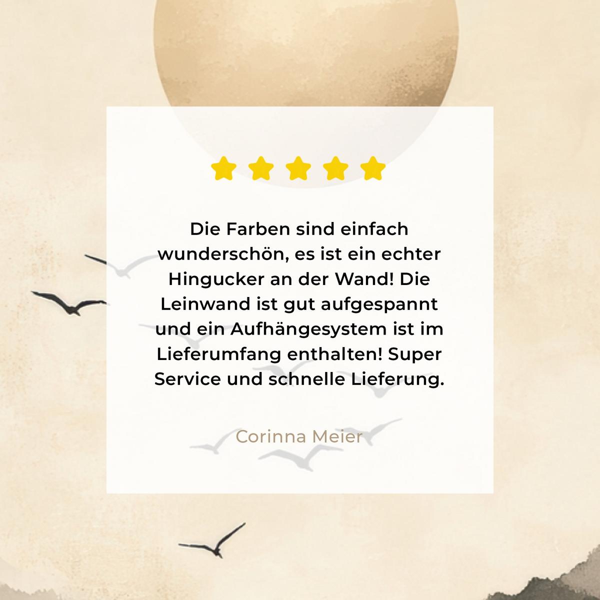 LEINWANDBILD Landschaft - Japandi - Vogel Wohnzimmer Groß 120x80 cm - Beige, Textil (120/80cm) - MuchoWow