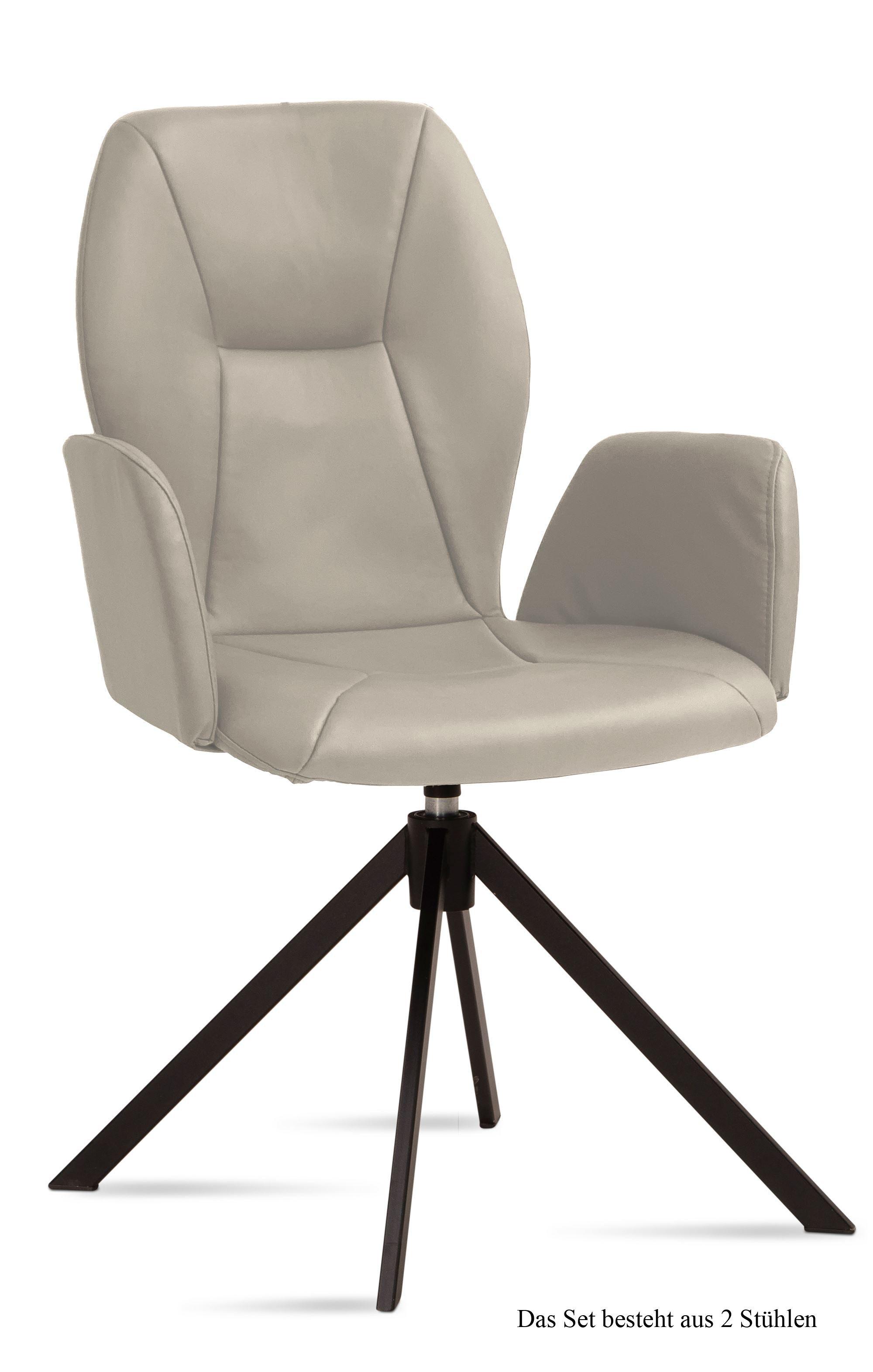 ARMLEHNSTUHL drehbar (2er-Set) Deonne 58x92x60 Schwarz/Natur - Schwarz/Naturfarben, Kunststoff (60/92/58cm) - 58aufmkessel