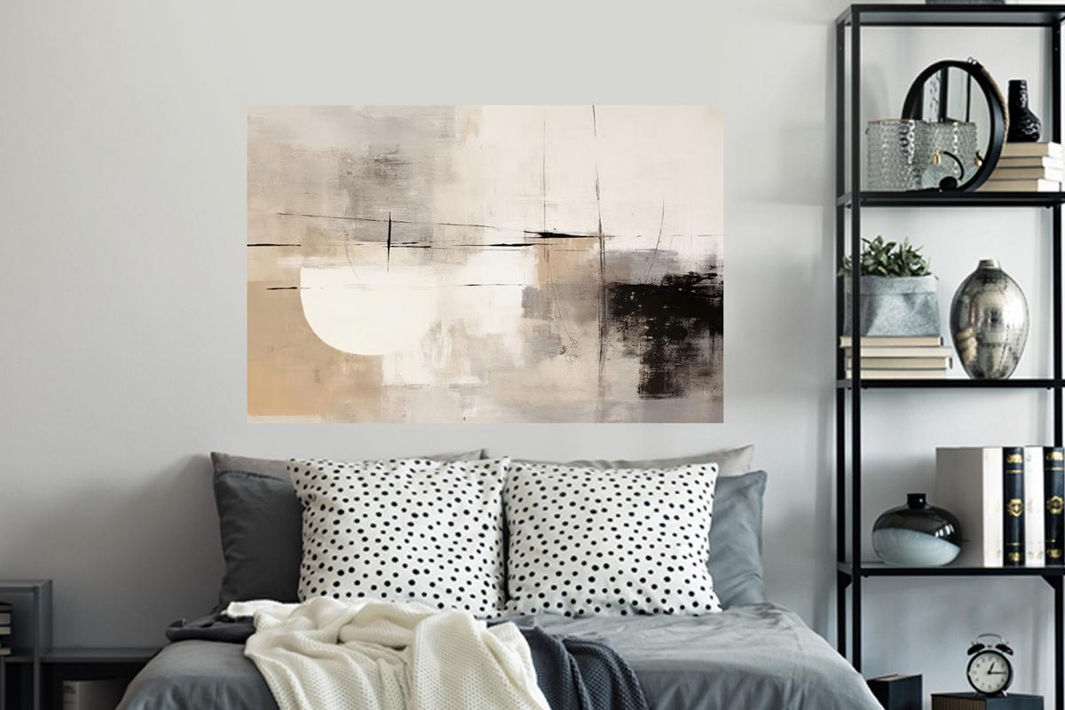 WANDTATTOO Abstrakt - Kunst - Grau Wandsticker 120x80 cm - Hellgrau, Kunststoff (120/80/0.1cm) - MuchoWow