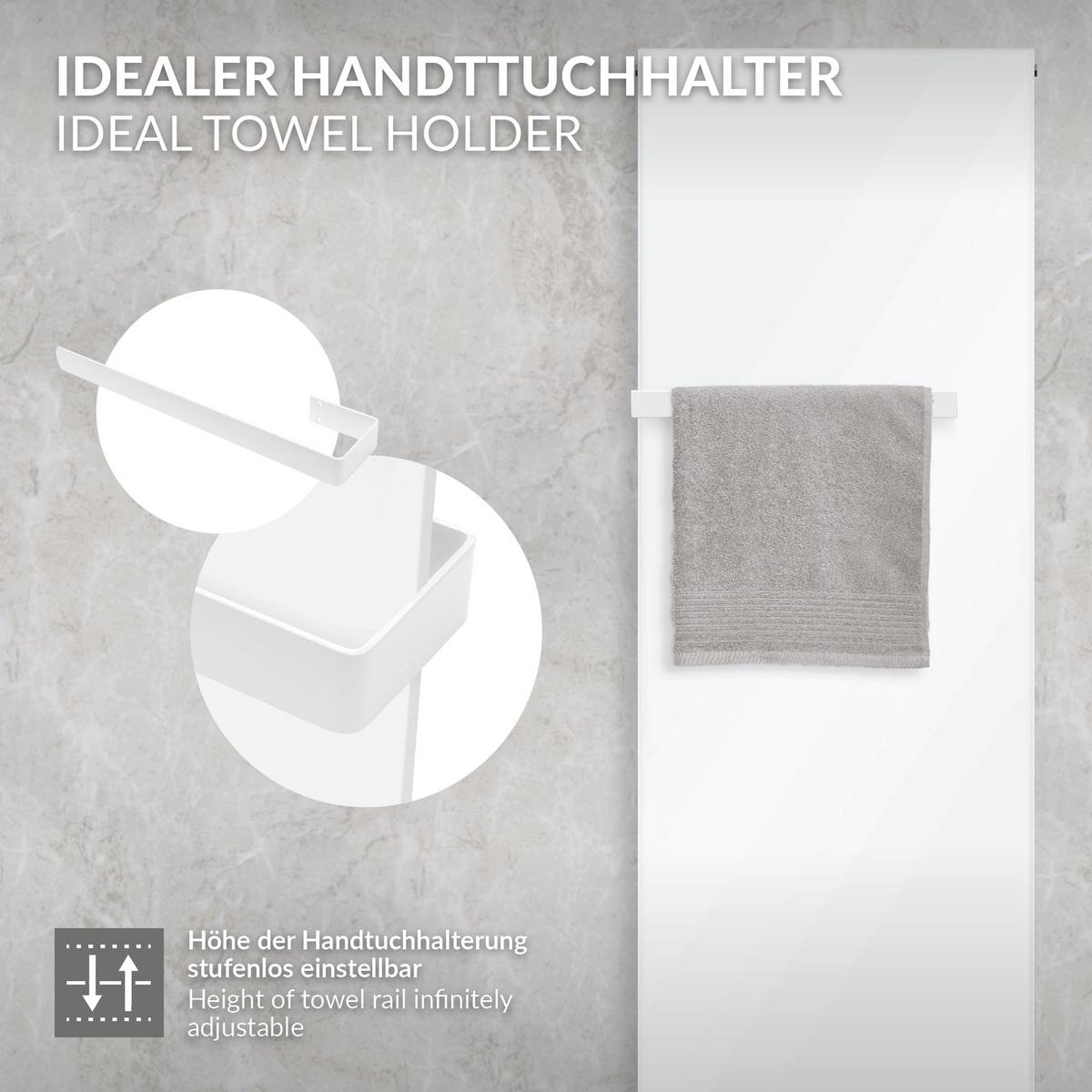 HANDTUCHHALTER 50 cm aus Stahl Weiß Wandmontage für Bad & Küche - Weiß, Metall (40/4/50cm) - LuxeBath