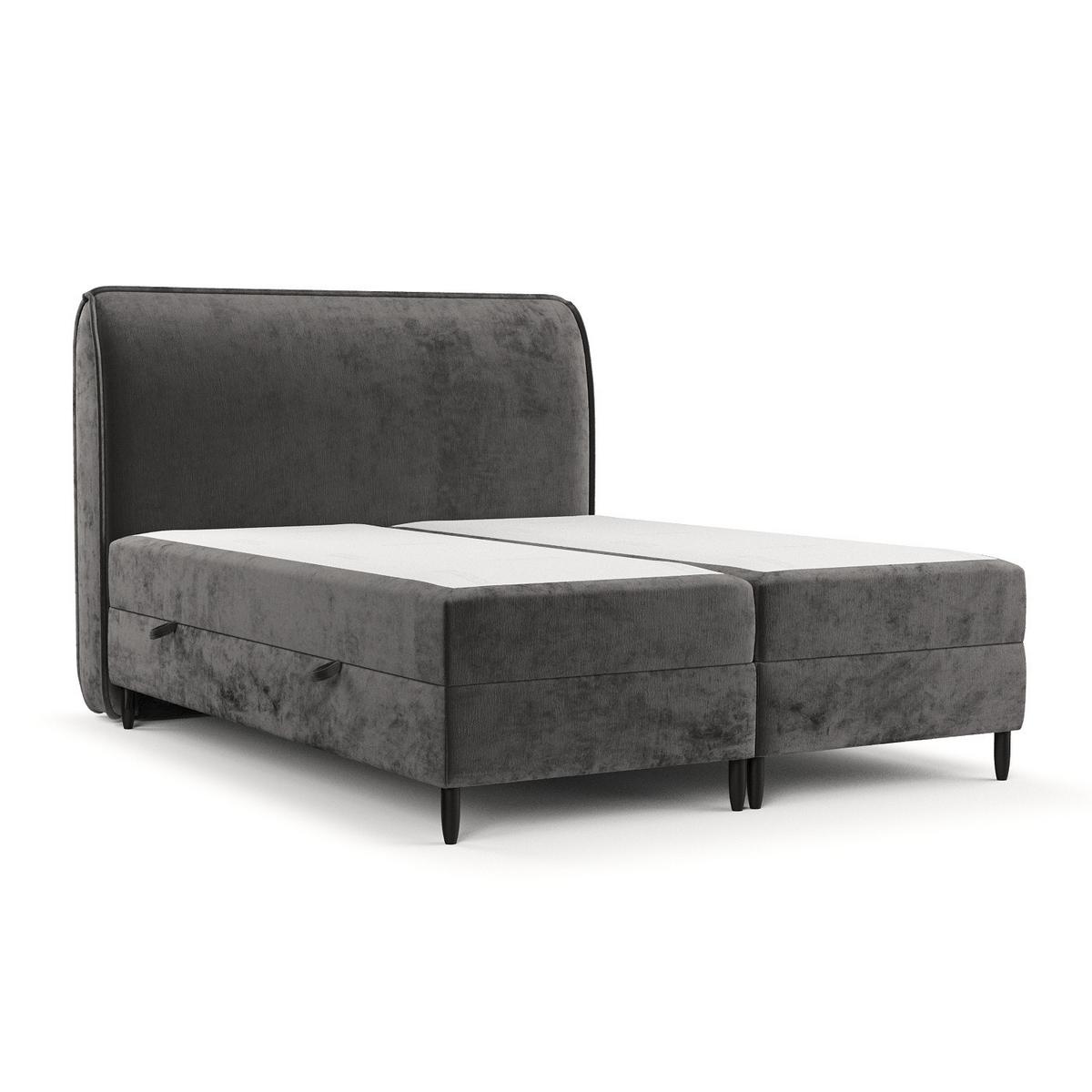 BOXBETT Lunaro 200/200 cm Stahl im Lotta Stoff - Graphitfarben/Schwarz, Holz/Holzwerkstoff (200/200cm) - AltaBeds