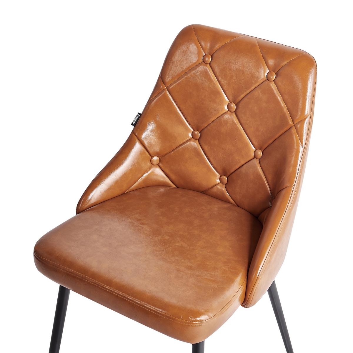 ESSZIMMERSTUHL 2er-Set Kunstleder Goldbraun Valerie - Goldfarben, Kunststoff (54/84/46cm) - Beliani