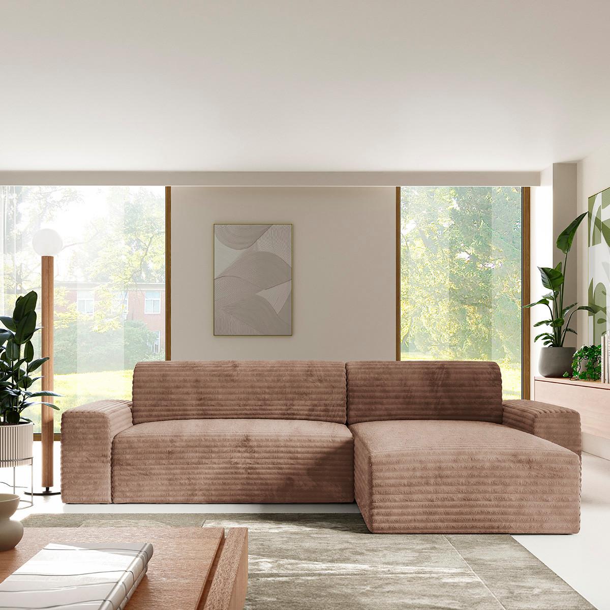 ECKSOFA Fabio 3 Sitzplätze Hellbraun - Braun, Holz (300/185cm) - Petits-meubles