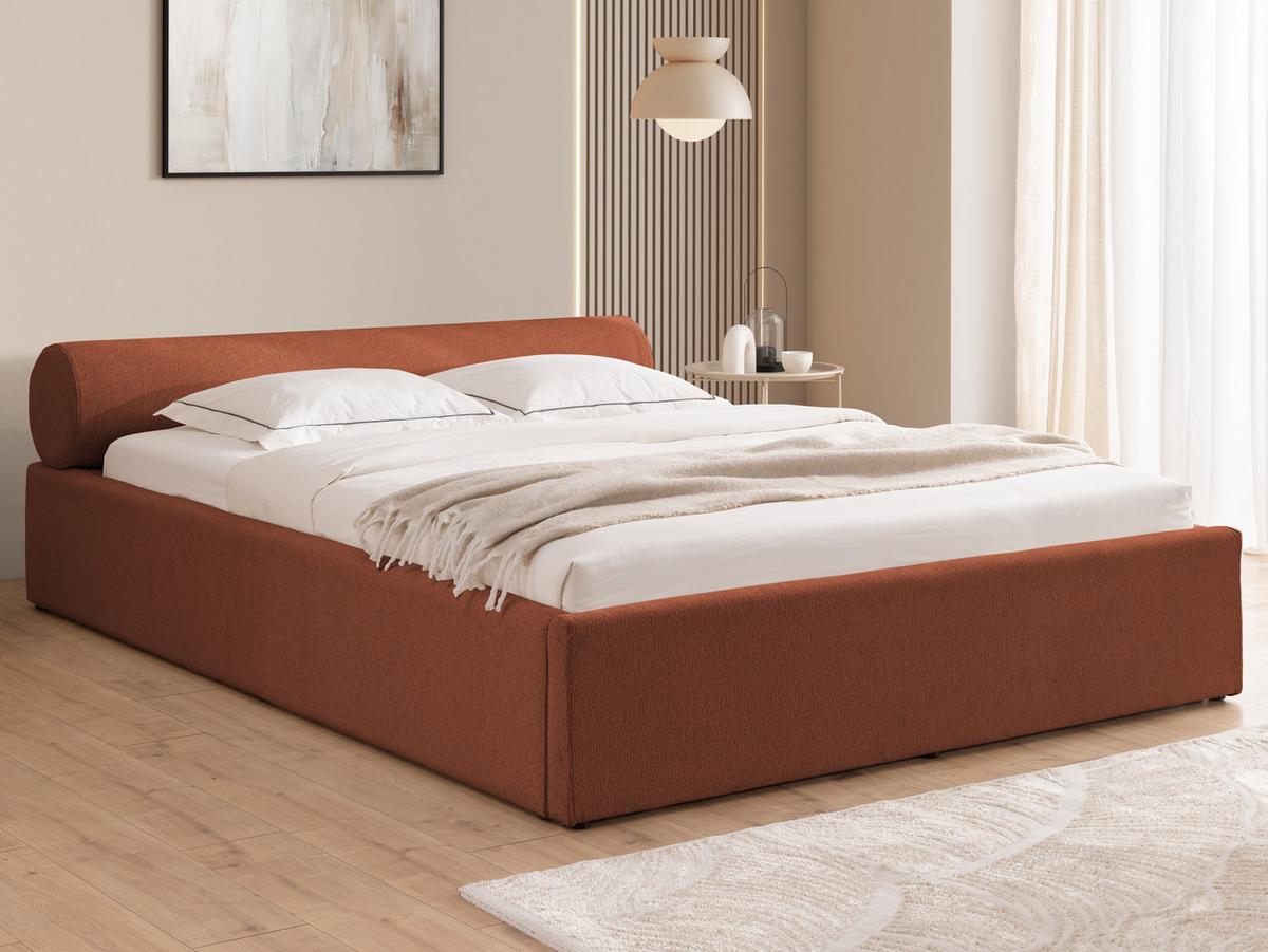 POLSTERBETT 200/200 cm Josy im Designer-Look mit Bettkasten und Lattenrost aus Terrakotta Chenille-Stoff - Terracotta/Schwarz, Holz/Kunststoff (200/200cm) - S-Style Möbel