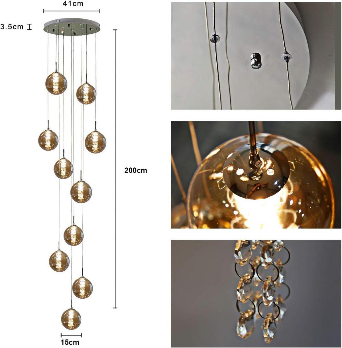 PENDELLEUCHTE Energie 10-flammig 41/41/240 cm - Bernsteinfarben, Glas (41/41/240cm) - Nettlife