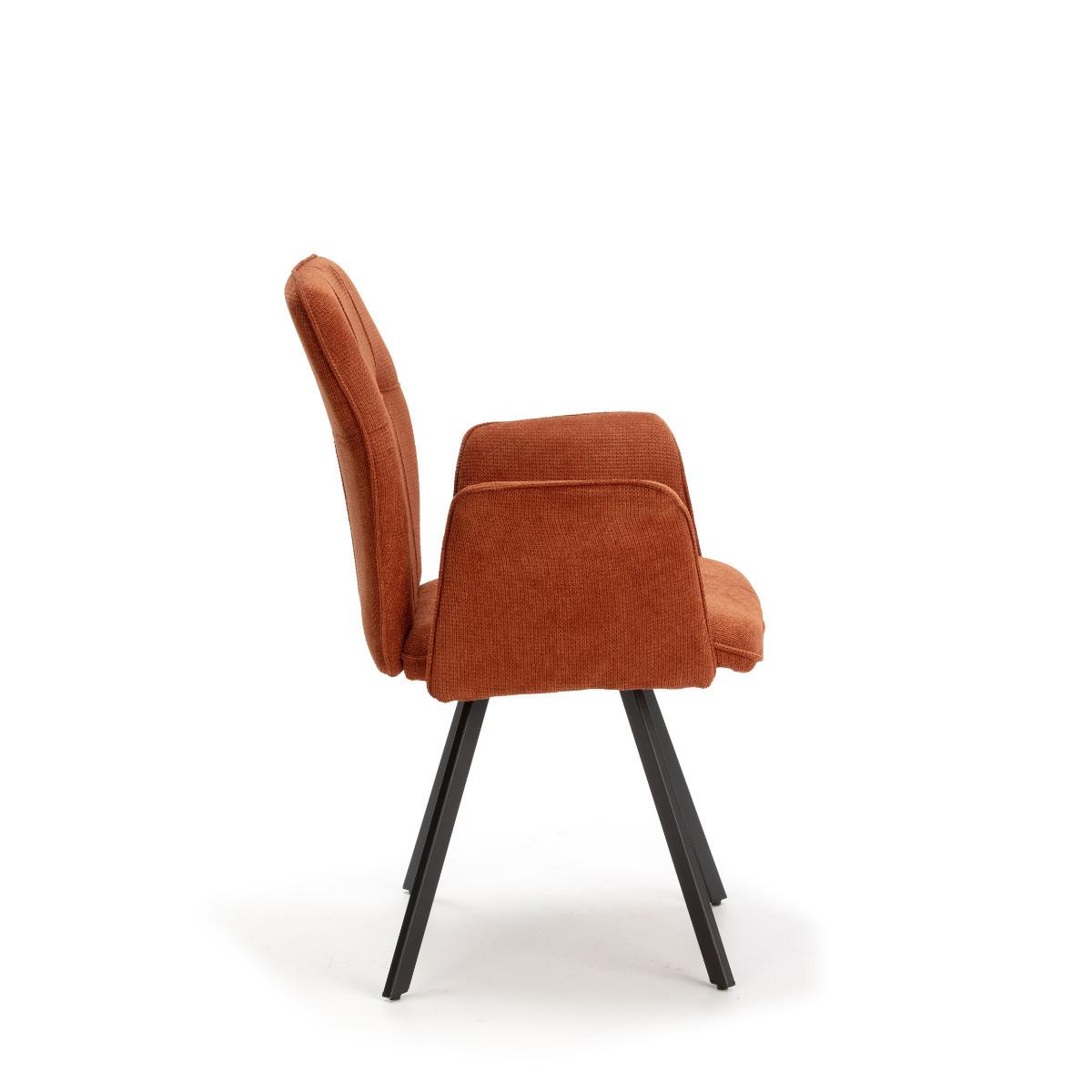 SESSEL (Set aus 2) aus stoff mit schwarzen metallbeinen - mery 62/60/47 cm - Orange, Textil (60/47/62cm) - Calicosy
