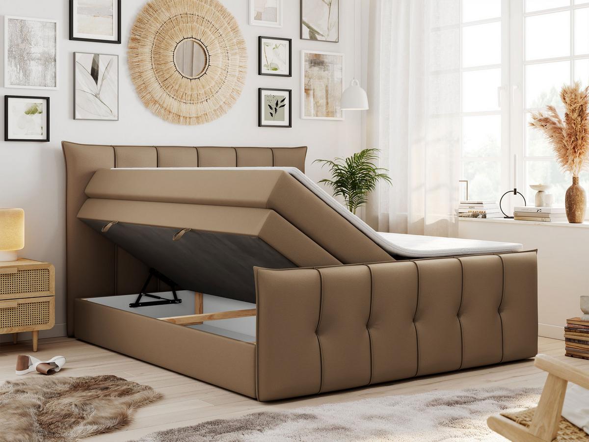 BOXSPRINGBETT PREMIUM 11 KING 160/200 Braun Kunstleder - H3 - Braun, Holz/Textil (160/200cm) - MKS
