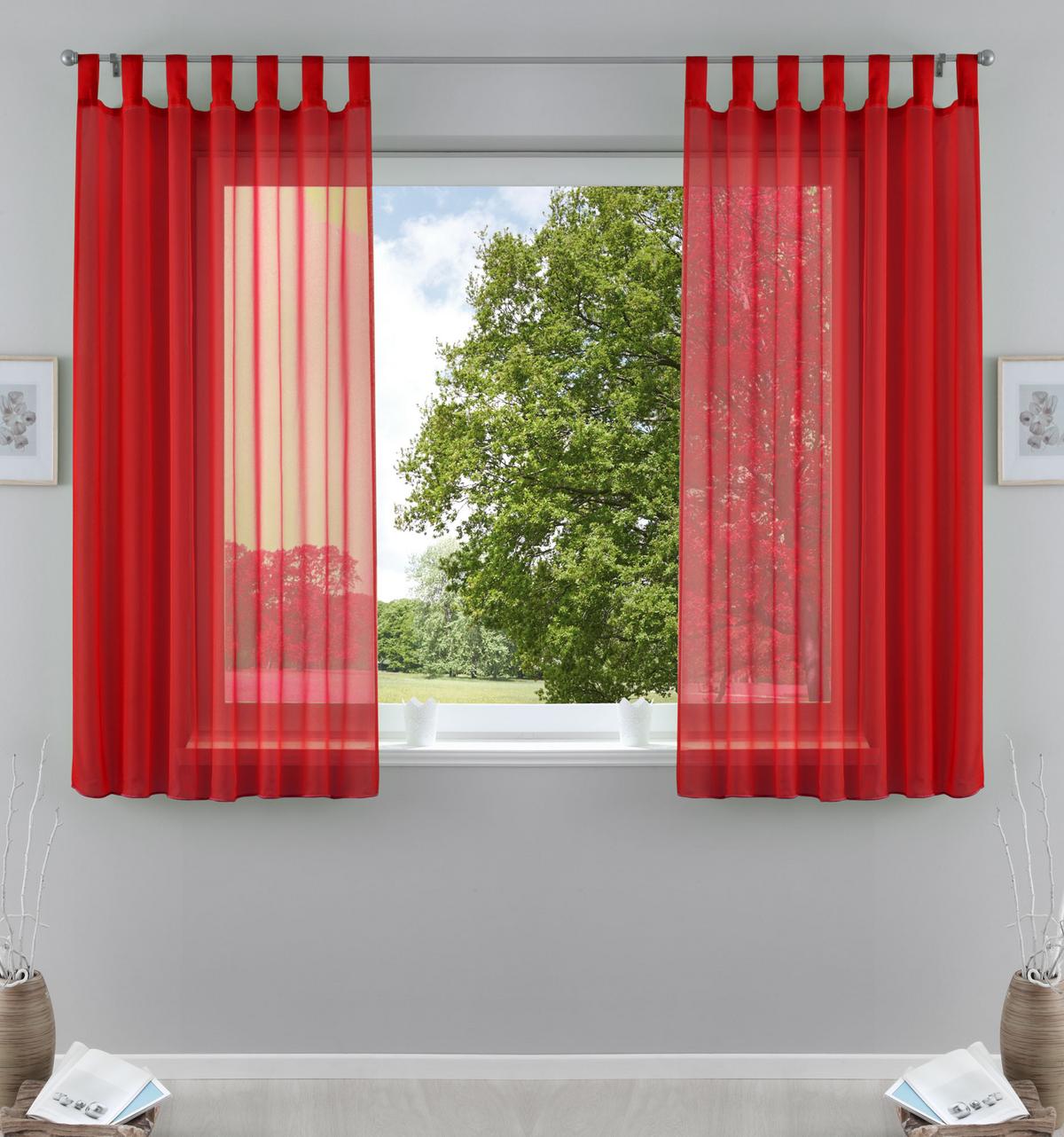 SCHLAUFENGARDINEN Voile 2er Set 175x140 cm Rot - Rot, Textil (140/175cm) - Gardinenbox.eu