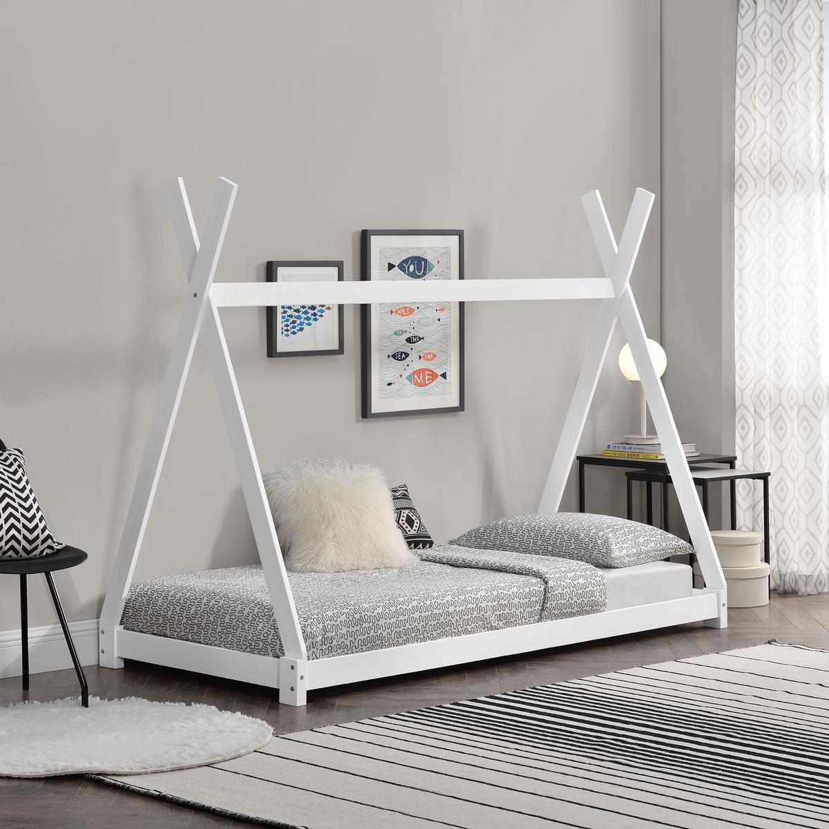 KINDERBETT Onejda - Weiß, Holz (90/200cm) - [en.casa]