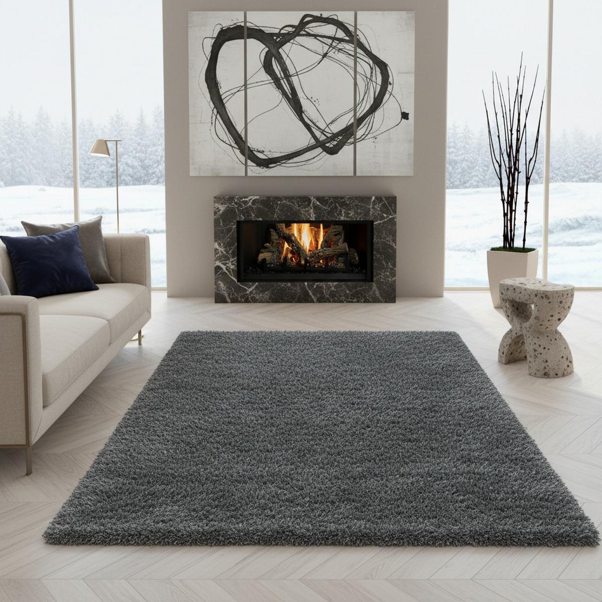 HOCHFLORTEPPICH SALZACH, einfarbig, aus Polypropylen, Hellgrau, 120 x 170 cm - Grau, Textil (170/120cm) - KADIMA DESIGN