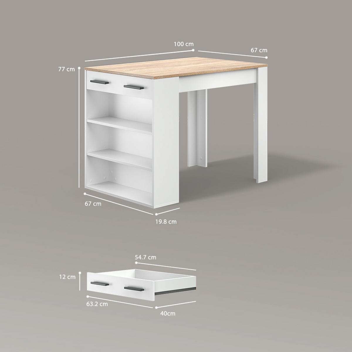 ESSTISCH Regusa Sonoma/Weiß 67 x 100 cm - Weiß/Sonoma Eiche, Holzwerkstoff (100/67/77.5cm) - Livinity®