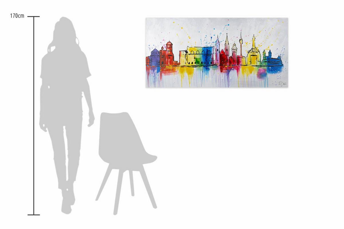 ACRYLBILD HANDGEMALT 120/60 cm - Multicolor/Grau, Holz/Textil (120/60cm) - KUNSTLOFT