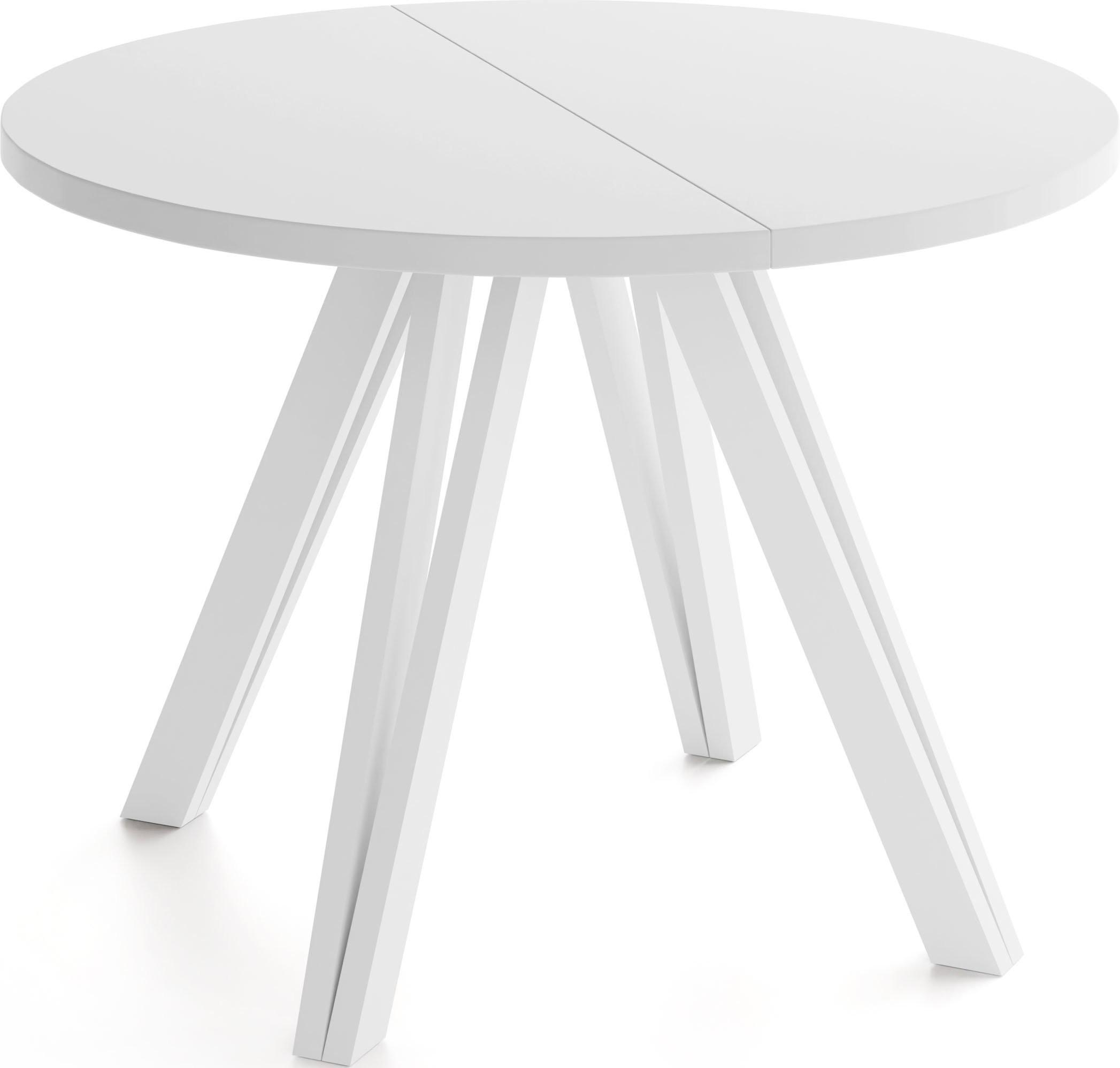 ESSTISCH Ravero runder ausziehbarer, Weiß 100-180/100/77 cm - Weiß, Holz/Holzwerkstoff (100/180/76.5cm) - WFL GROUP