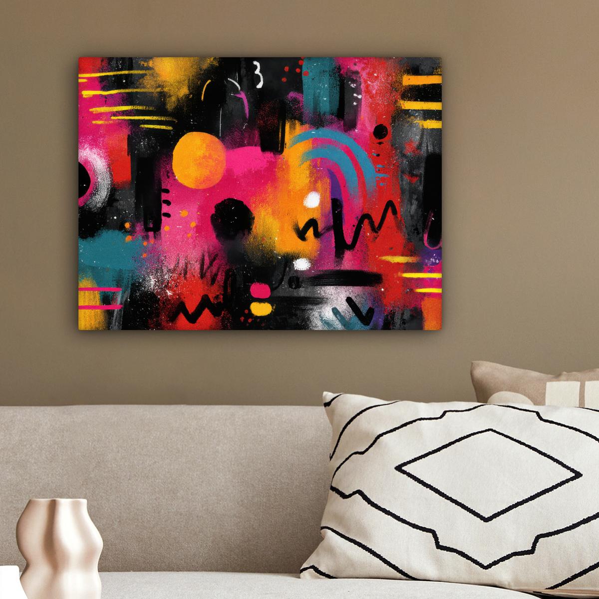 LEINWANDBILD Farbflächen - Formen - Bunt - Abstrakt Wandbild 40x30 cm - Pink, Textil (40/30cm) - MuchoWow