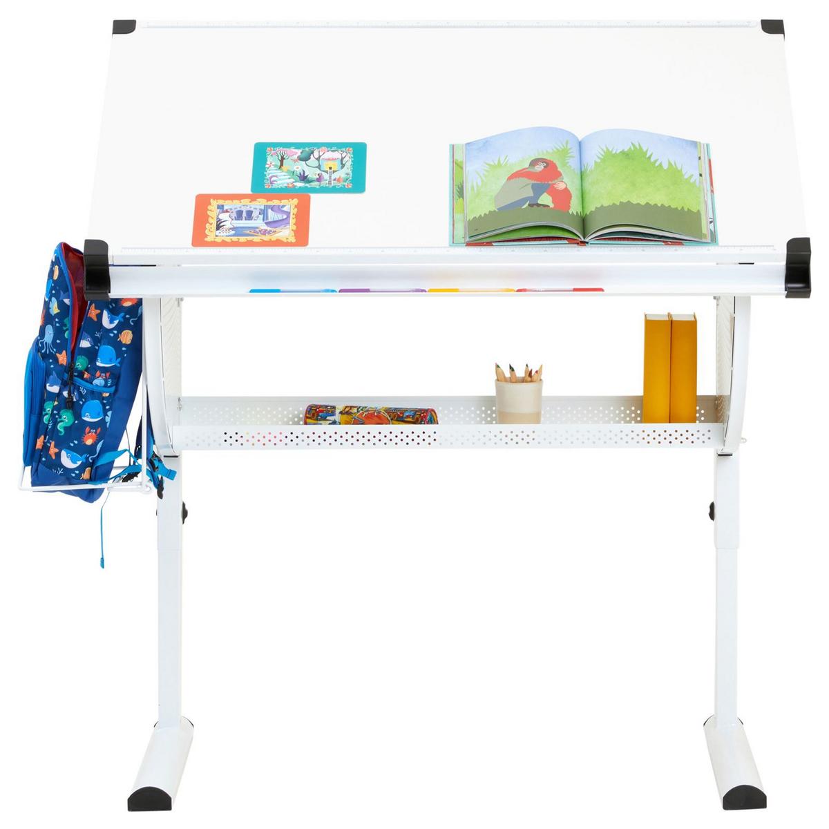 KINDERSCHREIBTISCH SARI - Weiß, Holzwerkstoff/Metall (111/93/60cm) - CARO-Möbel