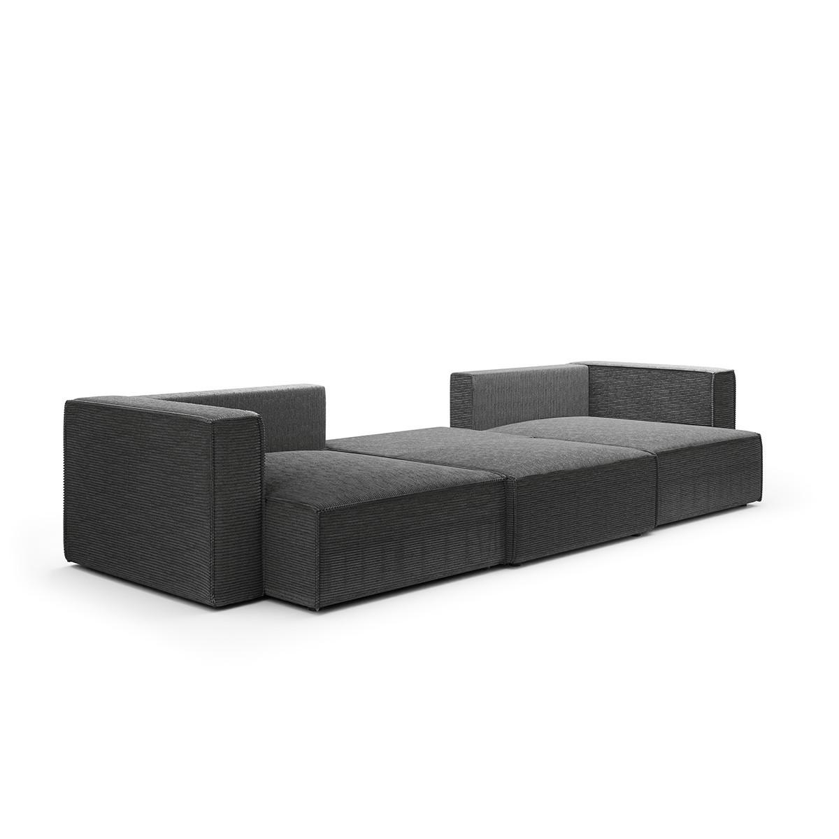 PANORAMASOFA Jimmy 5 Sitzplätze Grau - Grau, Holz (348/77/148cm) - Petits-meubles