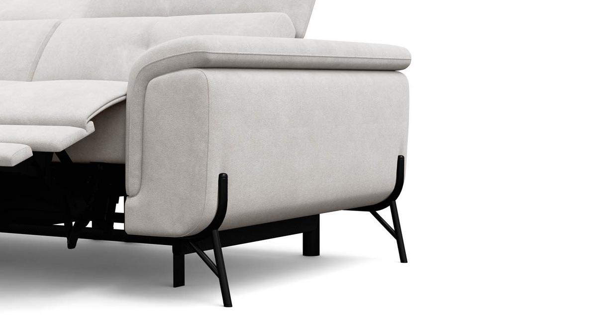 SOFA RELAX AVENA 3-Sitzer, beiger Veloursstoff - Beige/Schwarz, Holz/Textil (204/80/108cm) - Courtois Laville