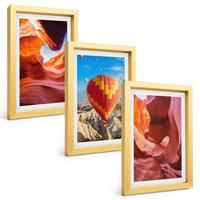 BILDER SET 3er Set - 20x30 cm Goldrahmen - Wüstenschluchten aus der Ballonfahrt - Goldfarben, Kunststoff (20/30cm) - TULUP
