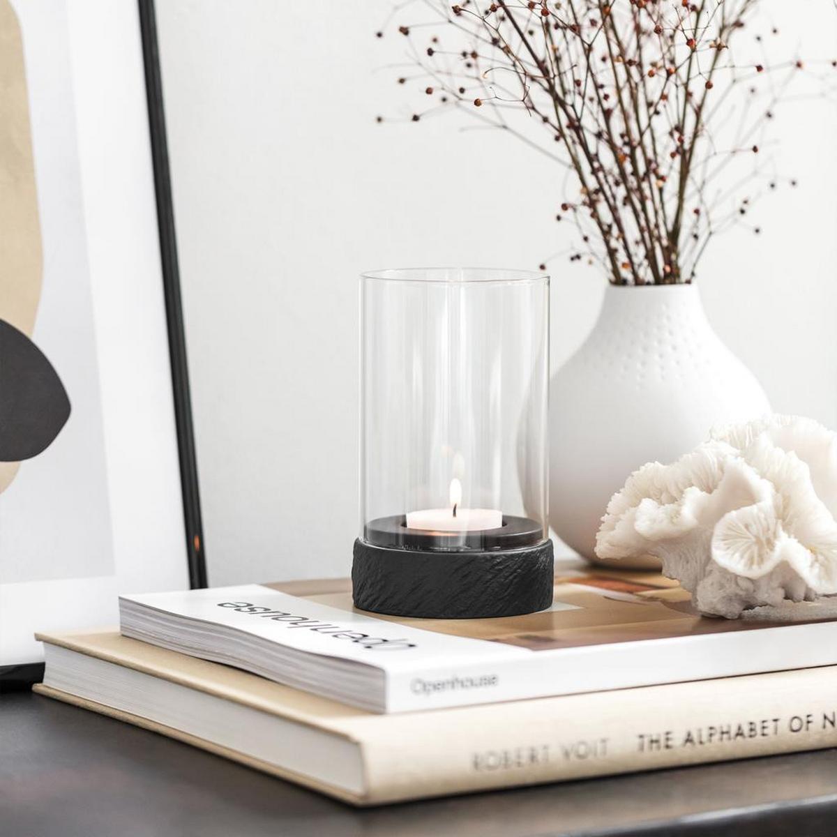 WINDLICHT Manufacture Rock Home 13 cm - Schwarz, Glas/Keramik (8/13.2/8cm) - Villeroy & Boch