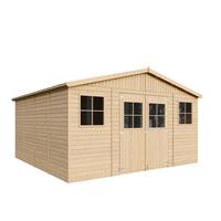 HOLZ-GARTENHAUS - H246 x 418 x 420 cm/ 16 m² - M330 - Beige, Holz (418/246/420cm) - Timbela