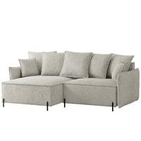 ECKSOFA MARCO Links, mit Schlaffunktion und Bettkasten, Creme - Creme, Textil/Metall (221/148cm) - Idohome