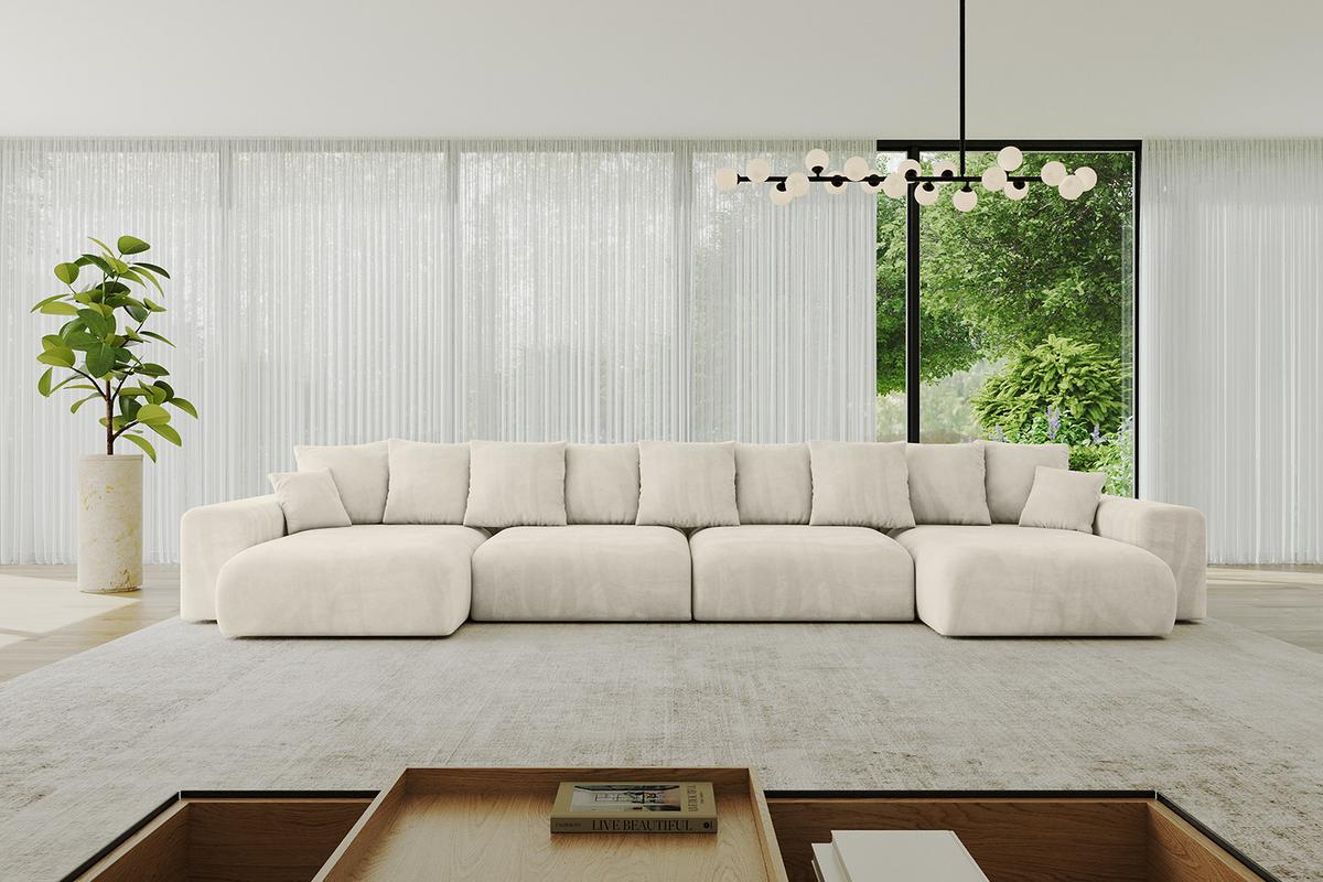 WOHNLANDSCHAFT mit Schlaffunktion ESKAR-U2-464x176x72cm Beige - Beige, Holzwerkstoff/Kunststoff (176/72/464cm) - ALTDECOR