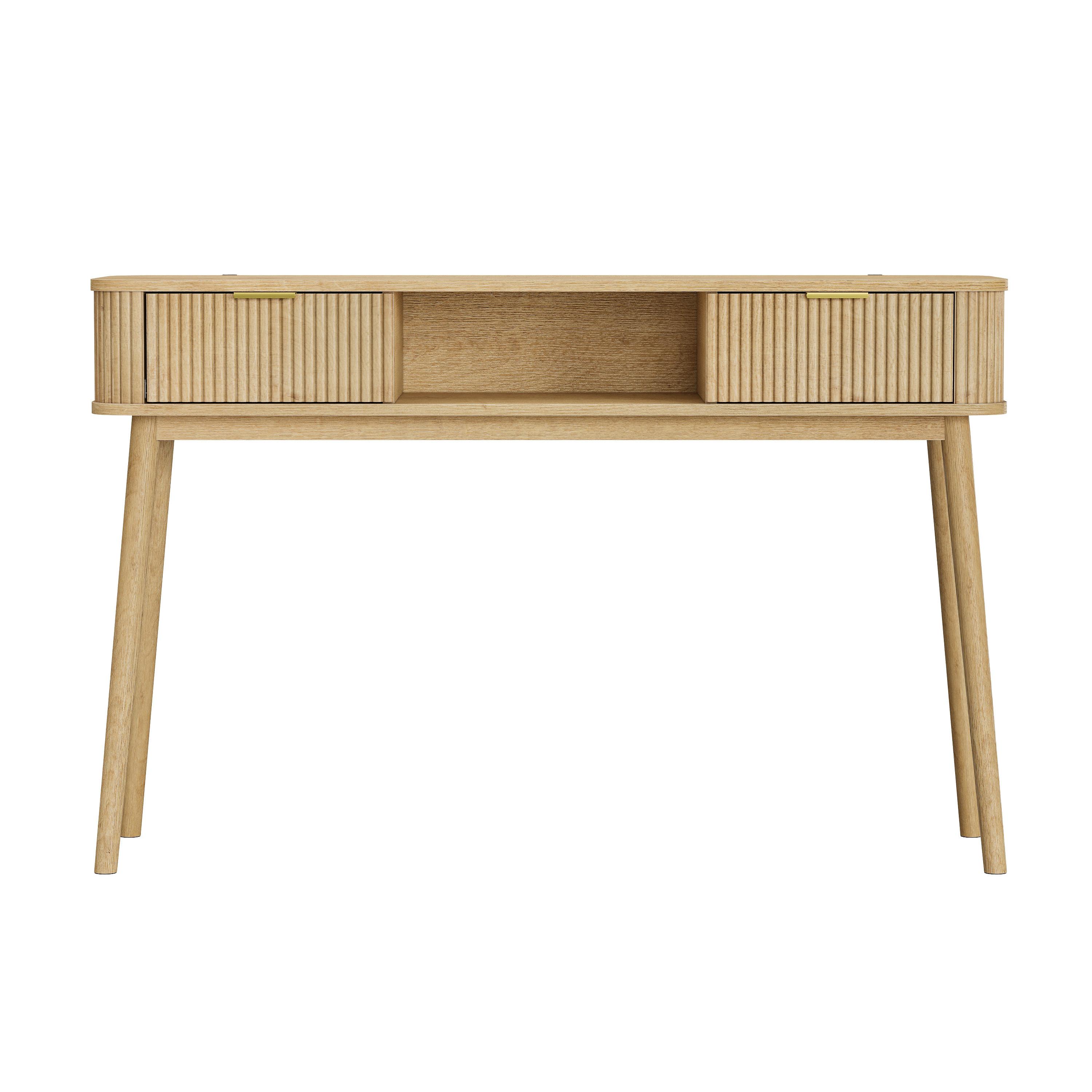 SCHREIBTISCH Mid-Century Eichenoptik mit 2 Schubladen & offenem Fach - Eichefarben, Holzwerkstoff (35/120/77.6cm) - Urban Meuble