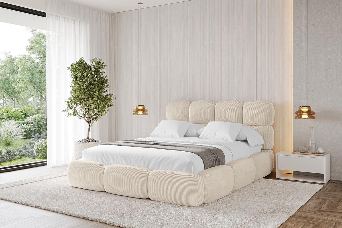 POLSTERBETT mit Bettkasten und Lattenrost, Bett mit Matratze H3/H4 - NOMA 180x200 Beige - Creme, Holzwerkstoff/Textil (180/200cm) - ALTDECOR