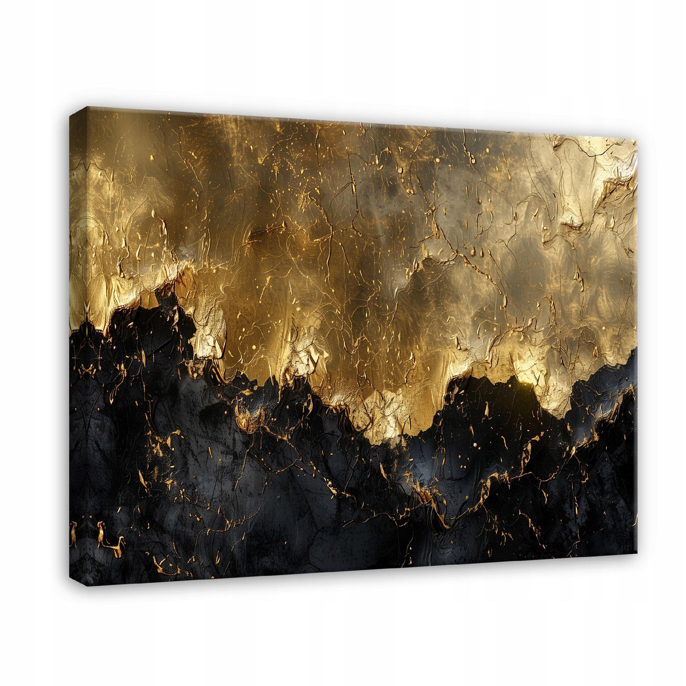 LEINWANDBILD Abstrakt Gold Schwarz 120x80 - Multicolor, Holzwerkstoff (120/80cm) - Wallarena