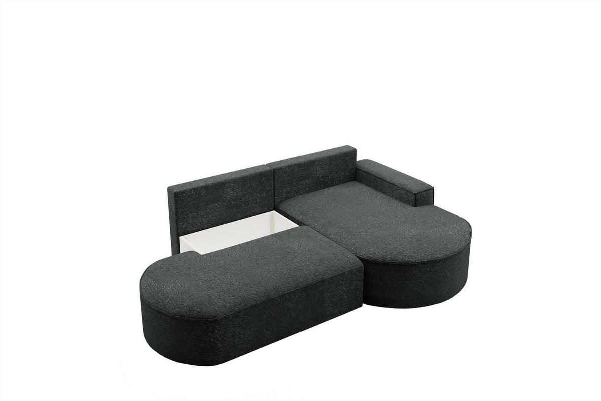 ECKSOFA Girona Mit Schlaffunktion - Schwarz, Holzwerkstoff/Textil (278/179cm) - Fun Möbel