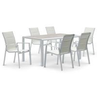 GARTENMÖBEL SET TRAPANI 7er Set grau, weiß - Grau, Glas/Metall - IDIMEX