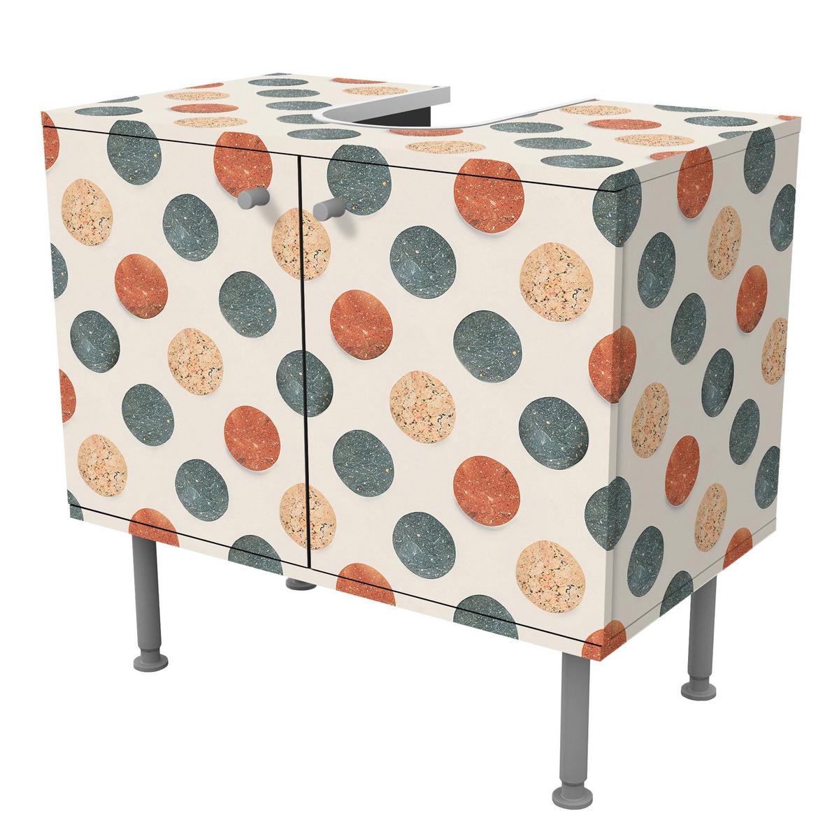 WASCHBECKENUNTERSCHRANK Rundes Terrazzo 60/55/35 cm - Beige, Holzwerkstoff (60/55/35cm) - Bilderwelten