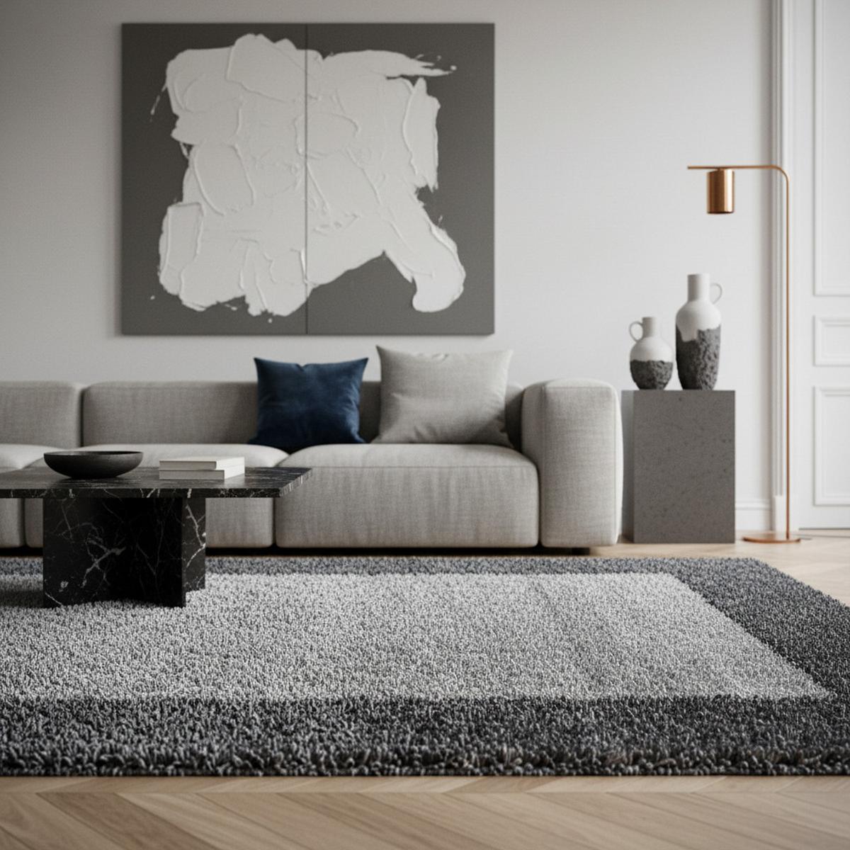 HOCHFLORTEPPICH RHEIN, mit Bordüre, Grau, 300 x 400 cm - Grau, Textil (400/300cm) - KADIMA DESIGN