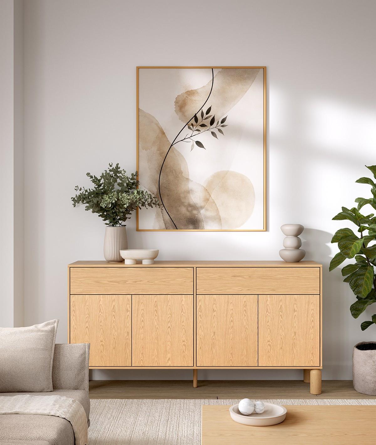 KOMMODE SABBIA 180/91,6/40,6cm mit 2 Schubladen 4 Türen Eichefarben - Eichefarben, Holzwerkstoff (180/91.6/40.6cm) - MASSENO
