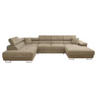 WOHNLANDSCHAFT Torezio Bis, Seite: Links - Sandfarben, Holz/Textil (346/90/203cm) - MIRJAN24
