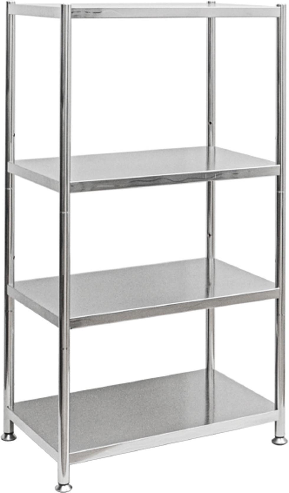 EDELSTAHL-REGAL 61x36x113 cm bis 60kg inkl. 4 Ebenen - Grau, Metall (36/113/61cm) - shelfr