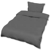 BETTWWÄSCHE Julie 155/220 cm + Kissenbezug 80/80 cm Anthrazit Renforcé 2er Set - Anthrazit, Textil (155/220cm)