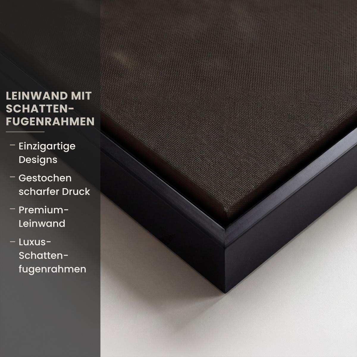 LEINWAND Bilder mit Rahmen - Rotwild - Schwarz - Gold - 90x140 - Braun, Textil (90/140cm) - MuchoWow