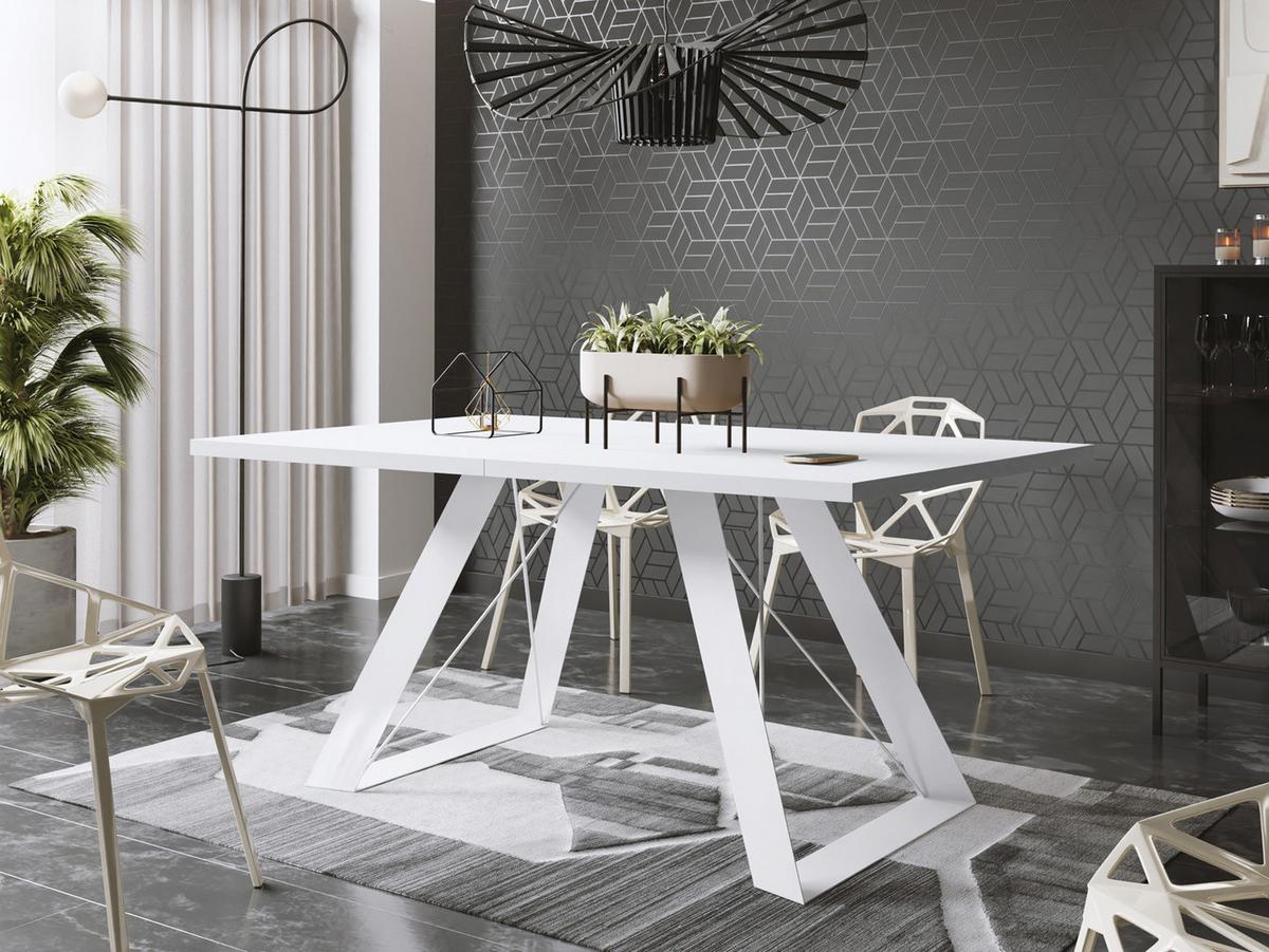 ESSTISCH Colter Weiß rechteckig ausziehbar, Weiß 160-260/90/76 cm - Weiß, Holzwerkstoff/Metall (90/260/76cm) - WFL GROUP