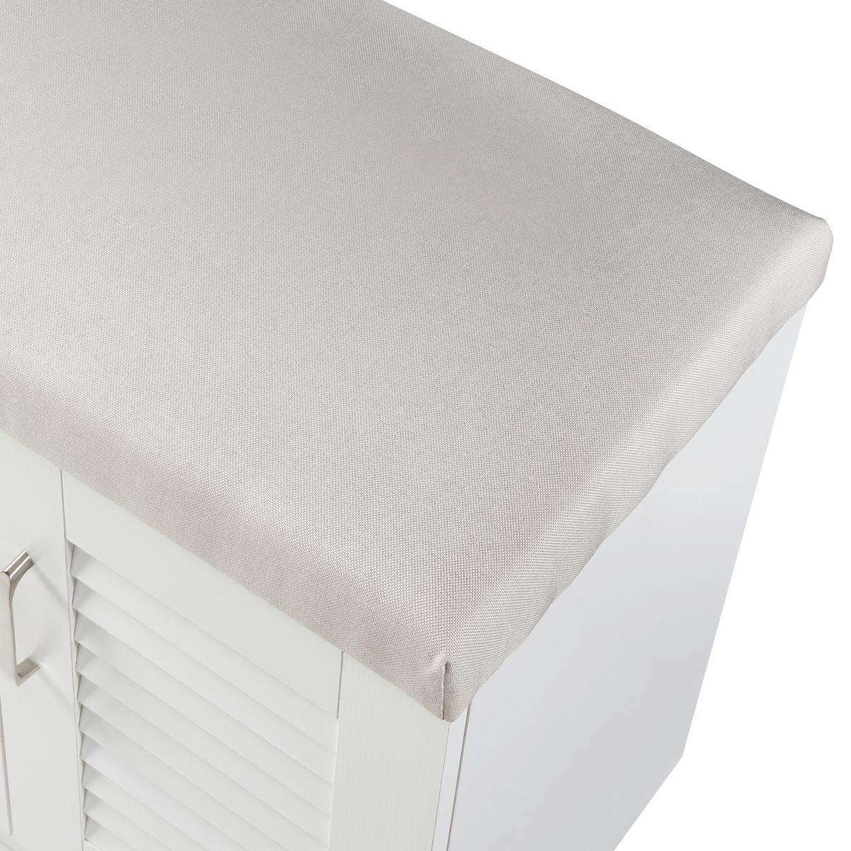 SCHUHSCHRANK Løten mit Sitzbank - Weiß, Holzwerkstoff (120/97/36cm) - [en.casa]